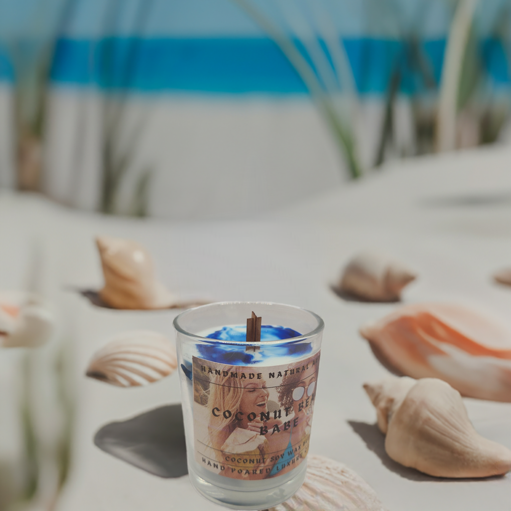 Coconut beach babe 6 oz x crackling wood wick candle