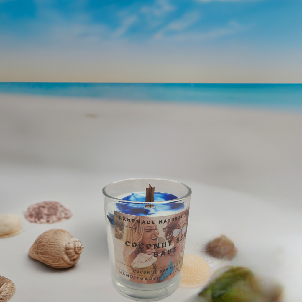 Coconut beach babe 6 oz x crackling wood wick candle