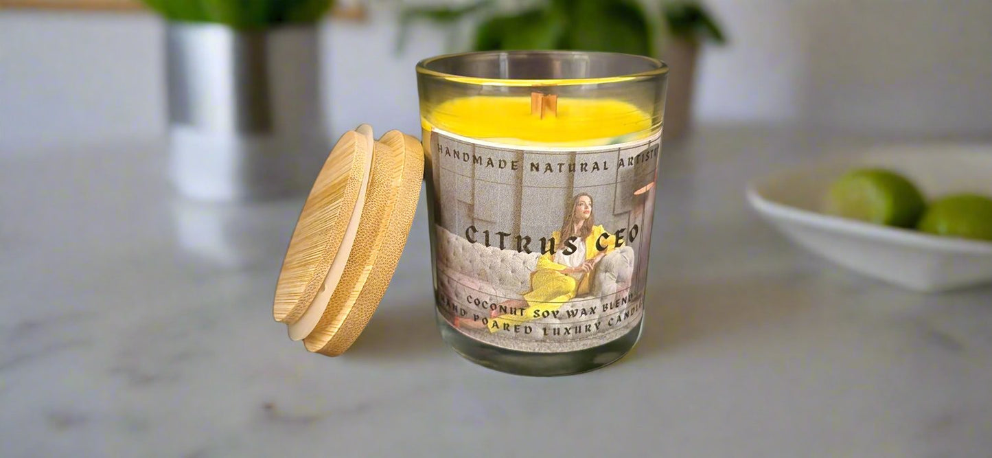 Citrus CEO 6 ox Crackling Wood Wick Candle