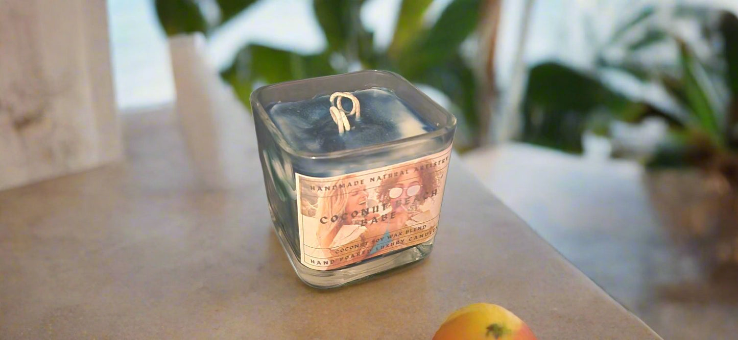 2 wick candle beach vibes candle for her tropical candle gift for babe Coconut beach babe 11 oz lux cube candle
