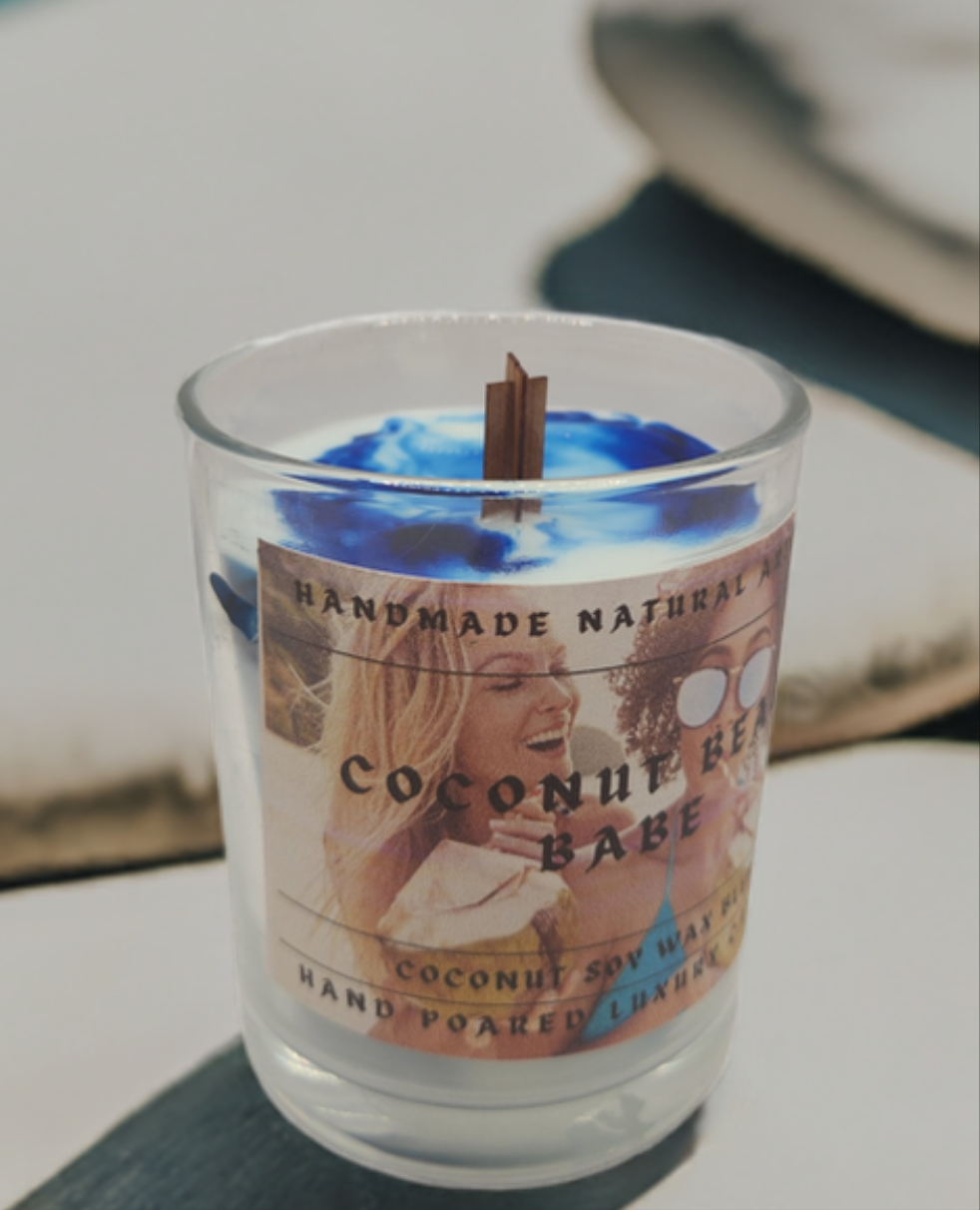 Coconut beach babe 6 oz x crackling wood wick candle