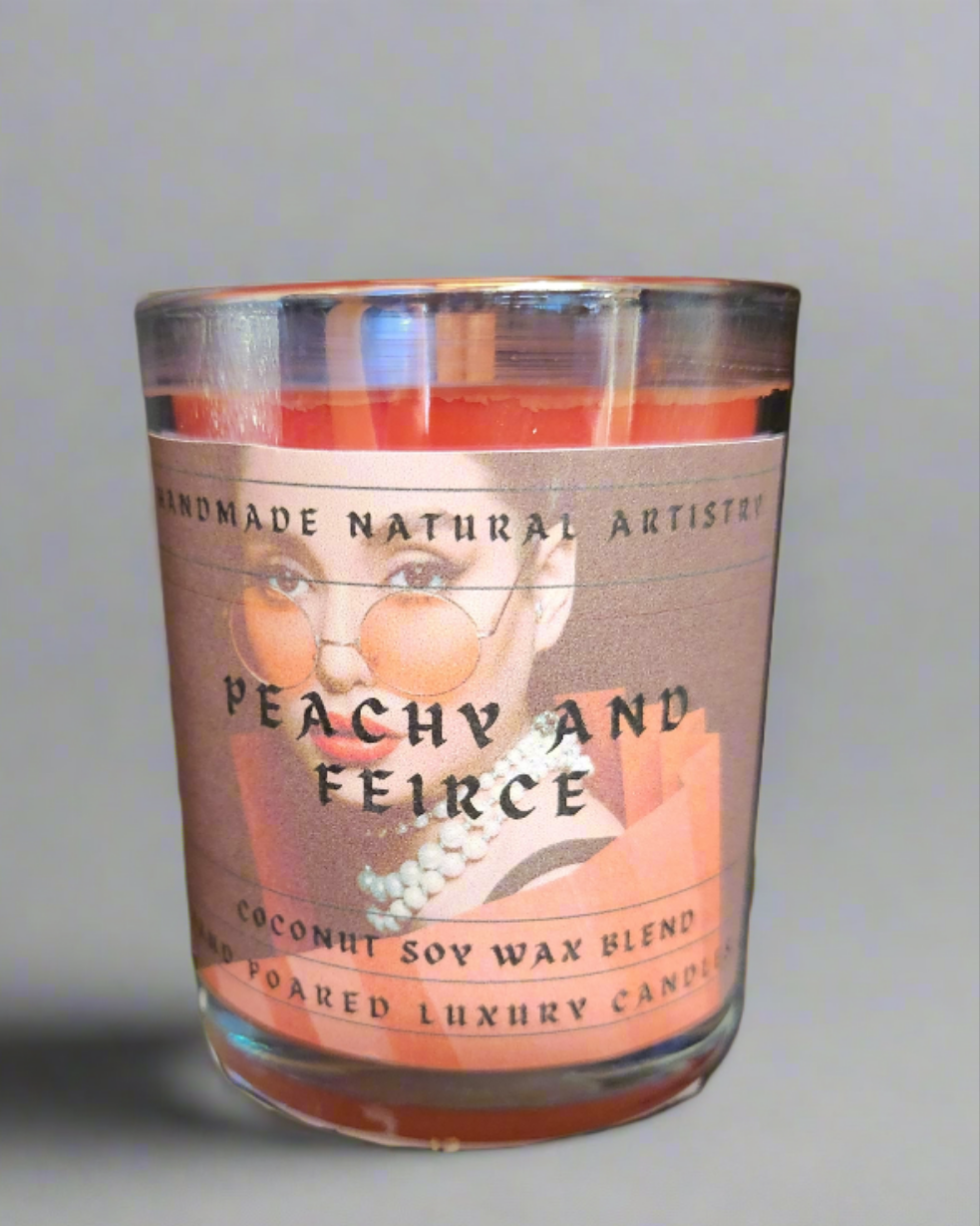 Peachy and fierce 6 oz coconut soy wax candle