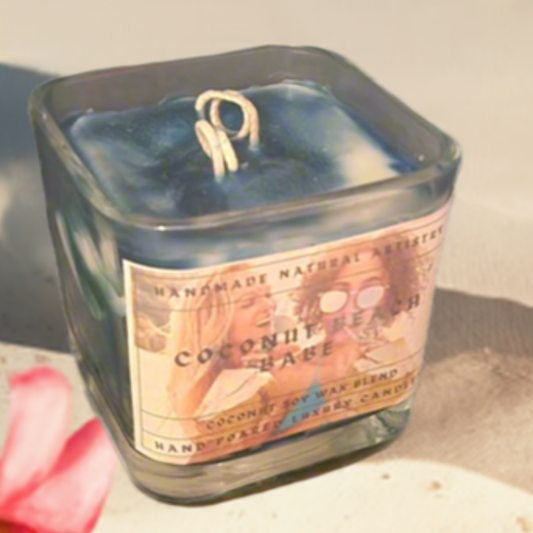 2 wick candle beach vibes candle for her tropical candle gift for babe Coconut beach babe 11 oz lux cube candle