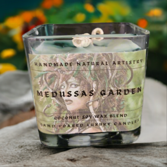 Candle wood scented candle for husband gift idea unique scented candle for office candles Medussas Garden 11 oz candle