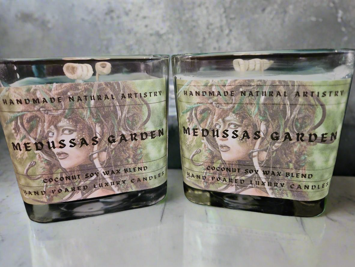 Candle wood scented candle for husband gift idea unique scented candle for office candles Medussas Garden 11 oz candle