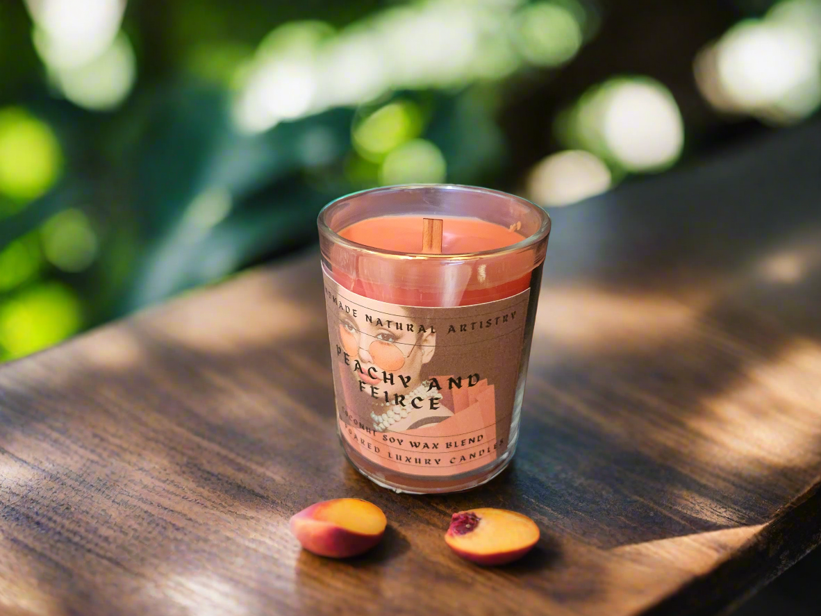 Peachy and fierce 6 oz coconut soy wax candle
