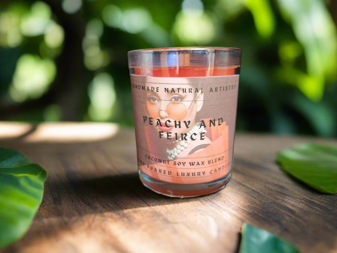 Peachy and fierce 6 oz coconut soy wax candle