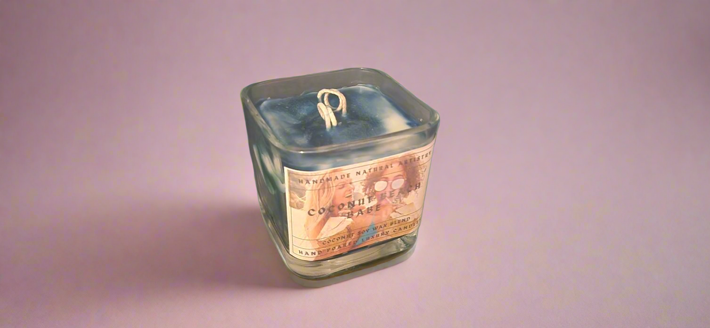 2 wick candle beach vibes candle for her tropical candle gift for babe Coconut beach babe 11 oz lux cube candle