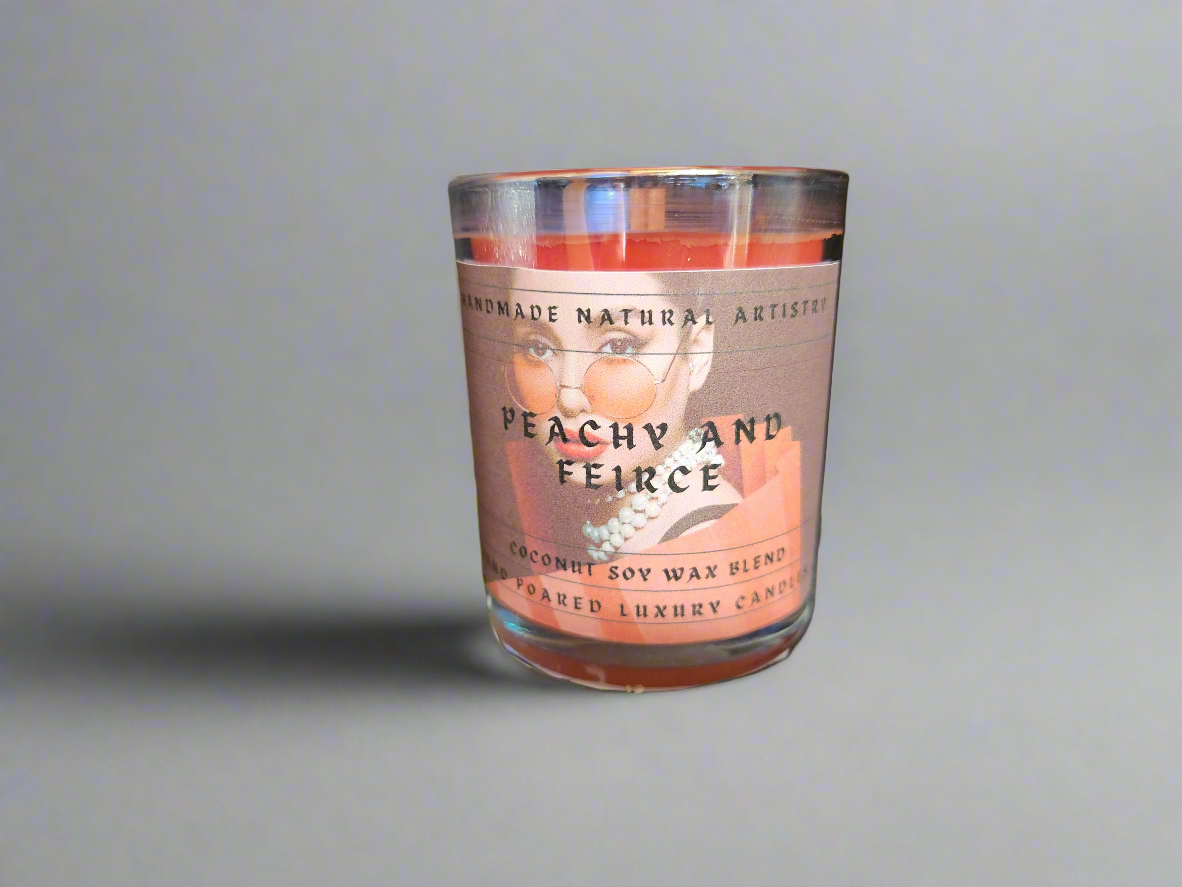 Peachy and fierce 6 oz coconut soy wax candle