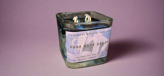 Lux Cube Candle - Boss Babe Berry Scent | Handmade Natural Artistry