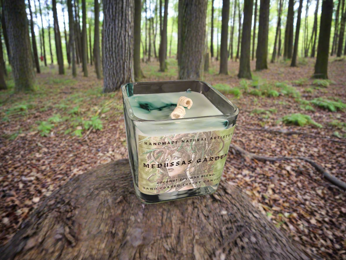 Candle wood scented candle for husband gift idea unique scented candle for office candles Medussas Garden 11 oz candle
