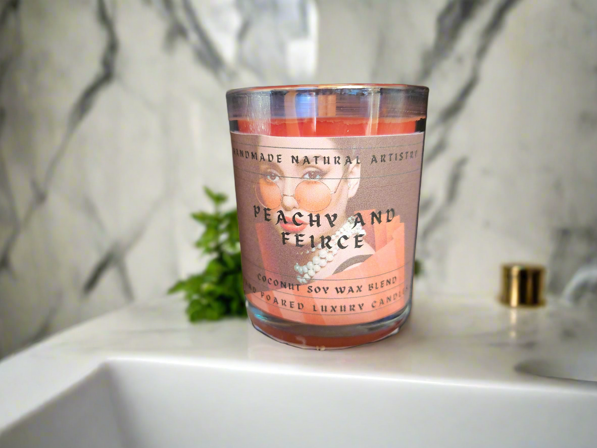 Peachy and fierce 6 oz coconut soy wax candle