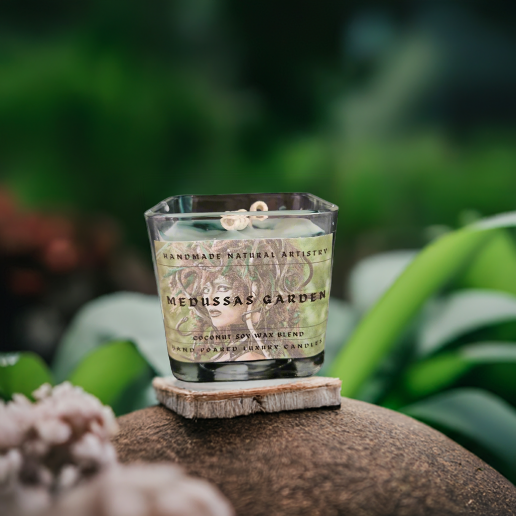 Candle wood scented candle for husband gift idea unique scented candle for office candles Medussas Garden 11 oz candle