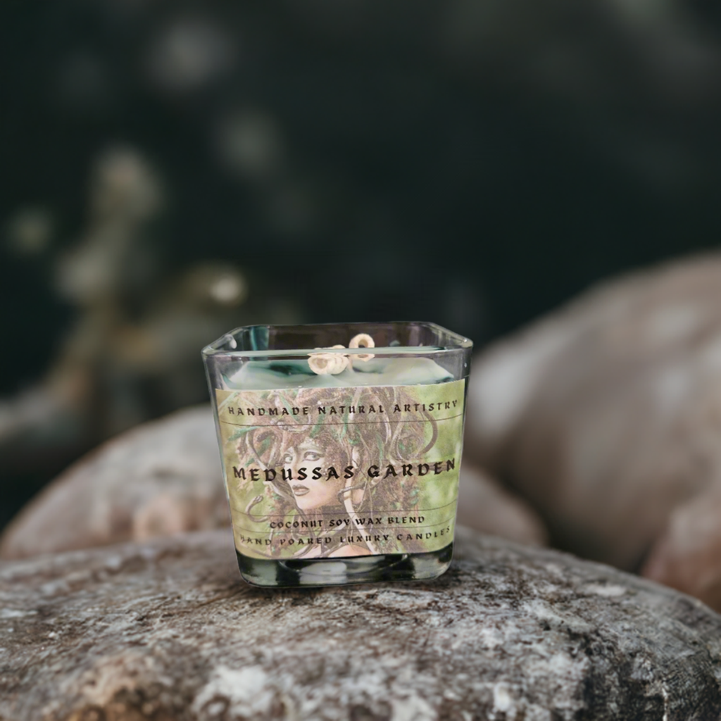 Candle wood scented candle for husband gift idea unique scented candle for office candles Medussas Garden 11 oz candle