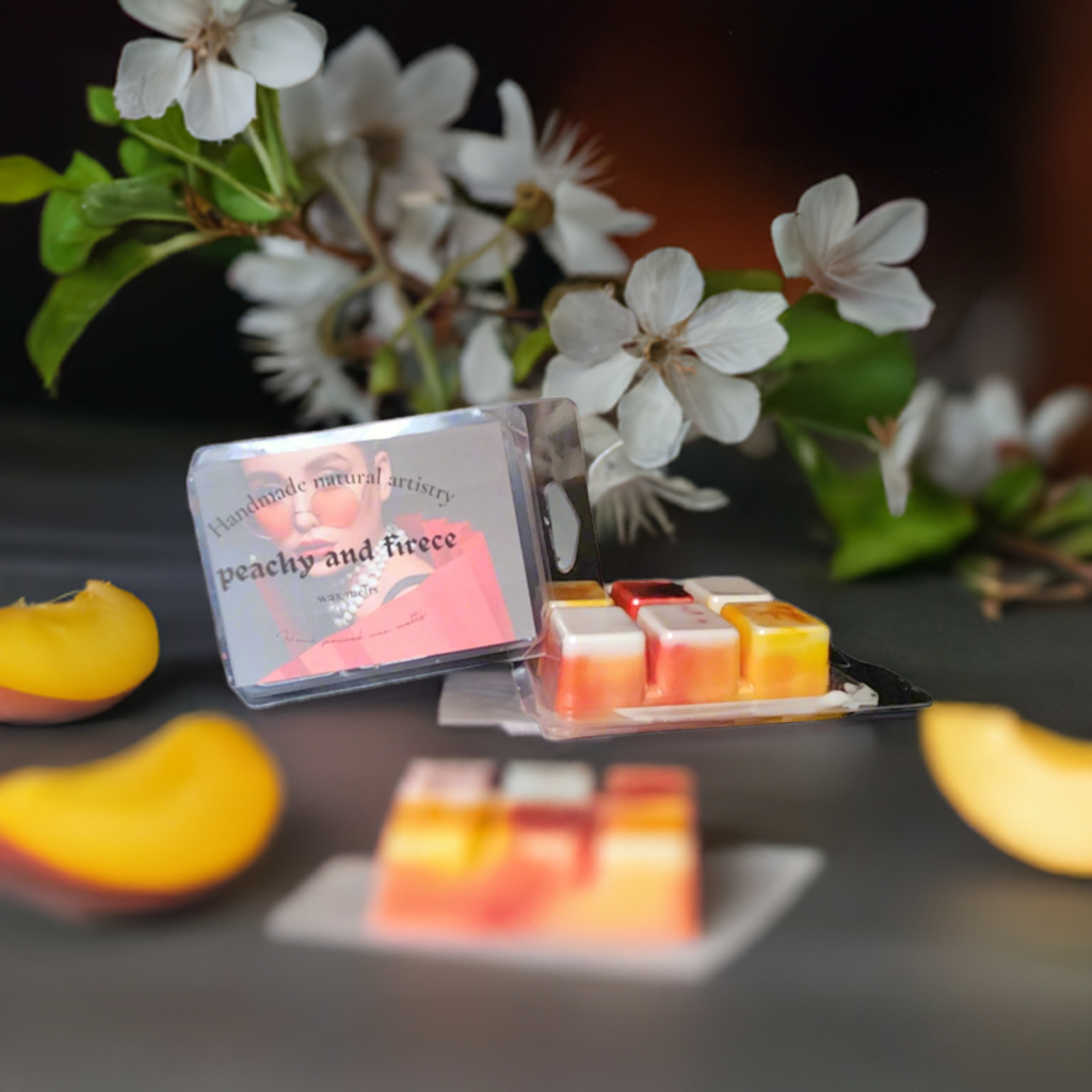 Wax melt fruity waxmelt juicy peach and clementine wax melt best for kitchen sweet wax melt Peachy and fierce 2.5 oz wax melt