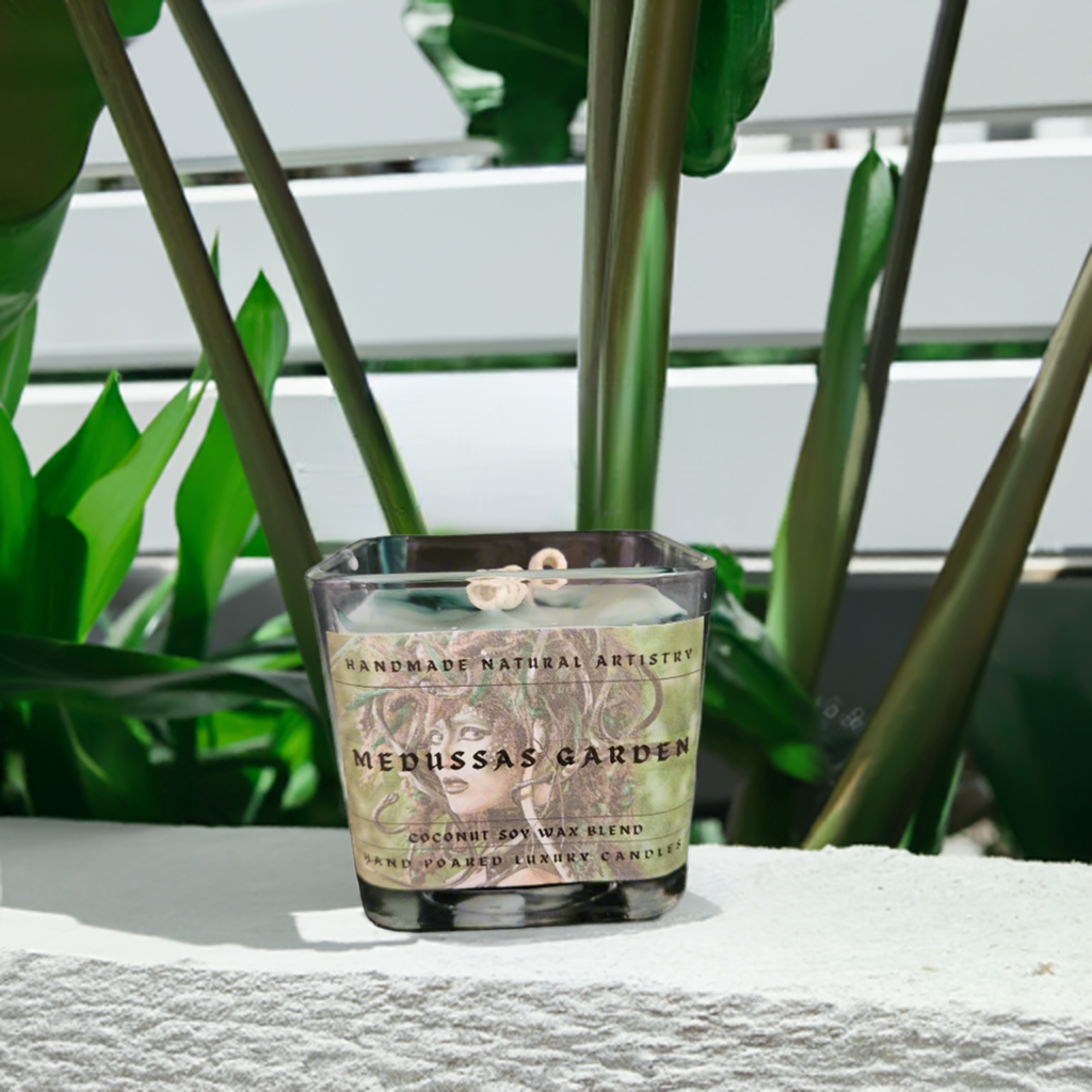 Candle wood scented candle for husband gift idea unique scented candle for office candles Medussas Garden 11 oz candle