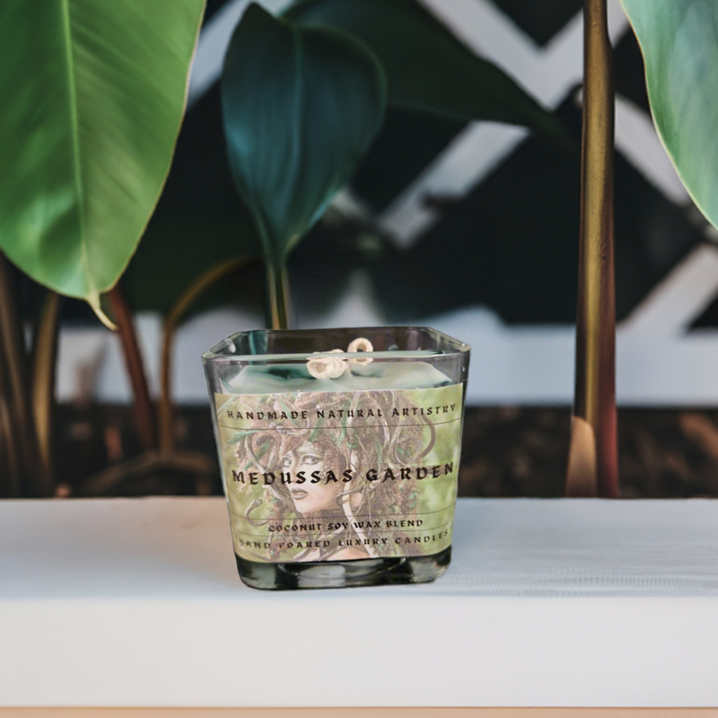 Candle wood scented candle for husband gift idea unique scented candle for office candles Medussas Garden 11 oz candle