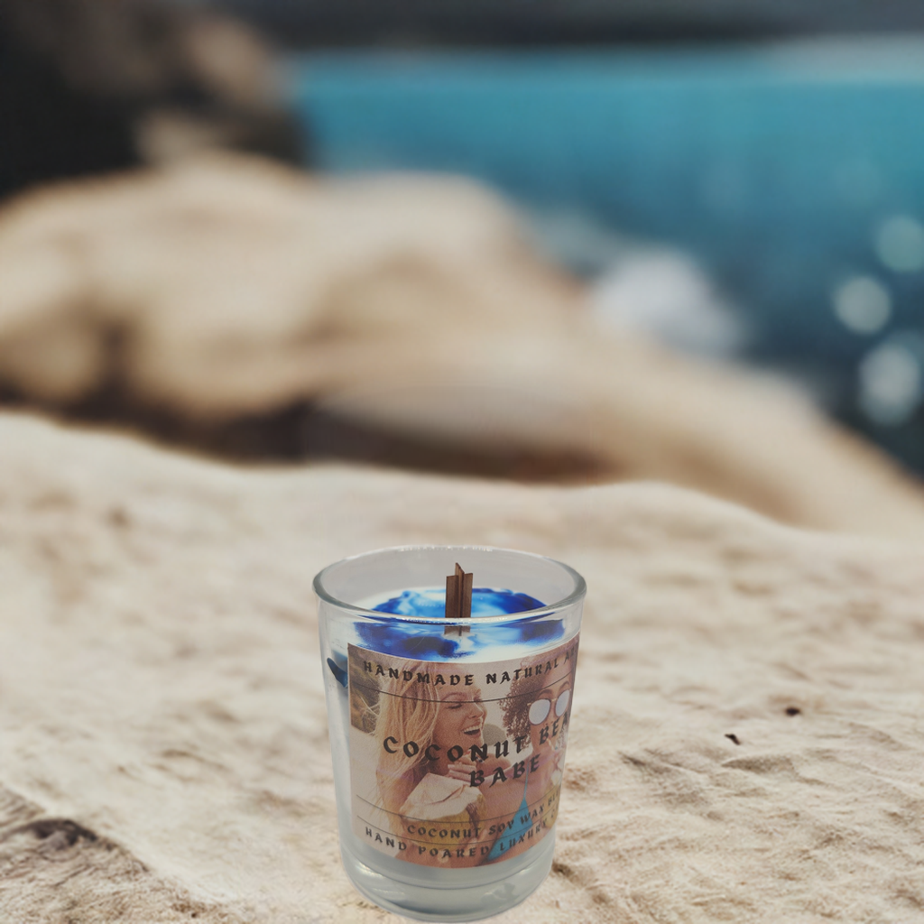 Coconut beach babe 6 oz x crackling wood wick candle