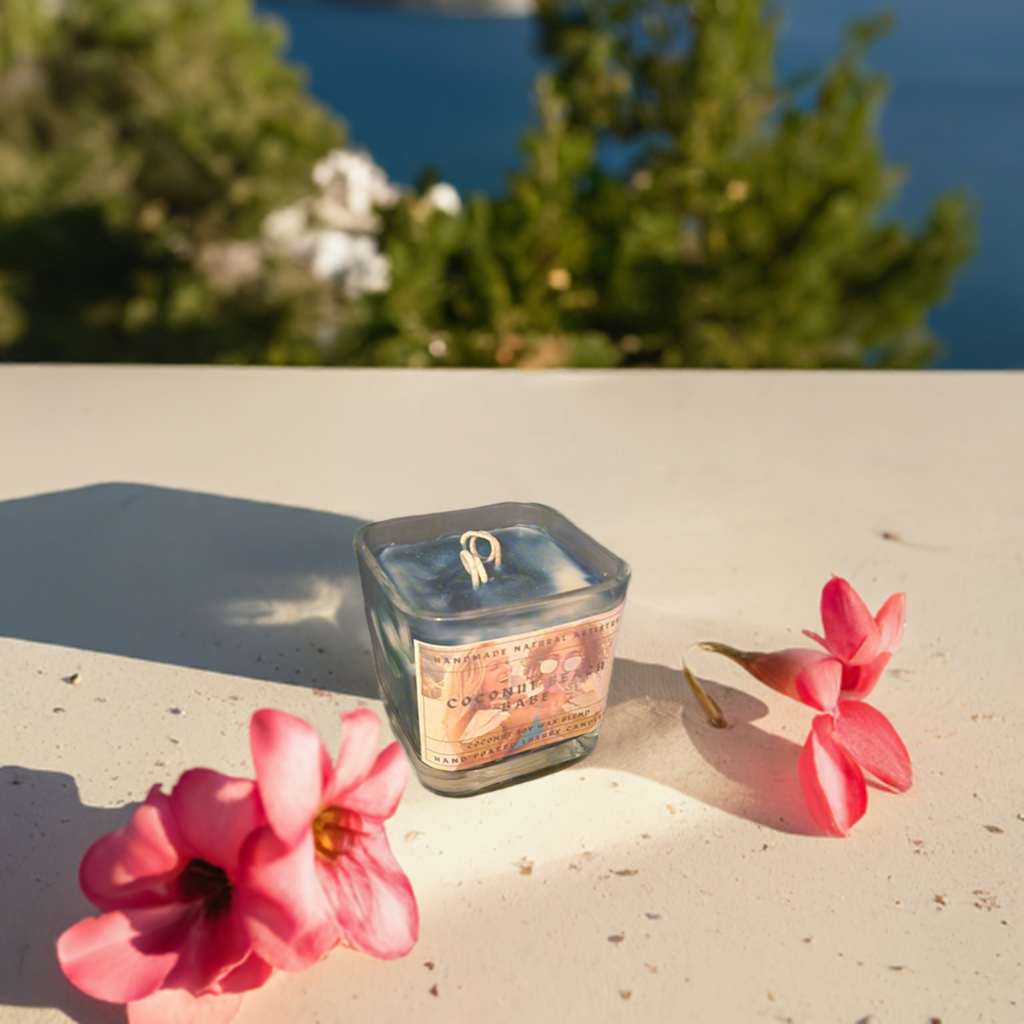 2 wick candle beach vibes candle for her tropical candle gift for babe Coconut beach babe 11 oz lux cube candle