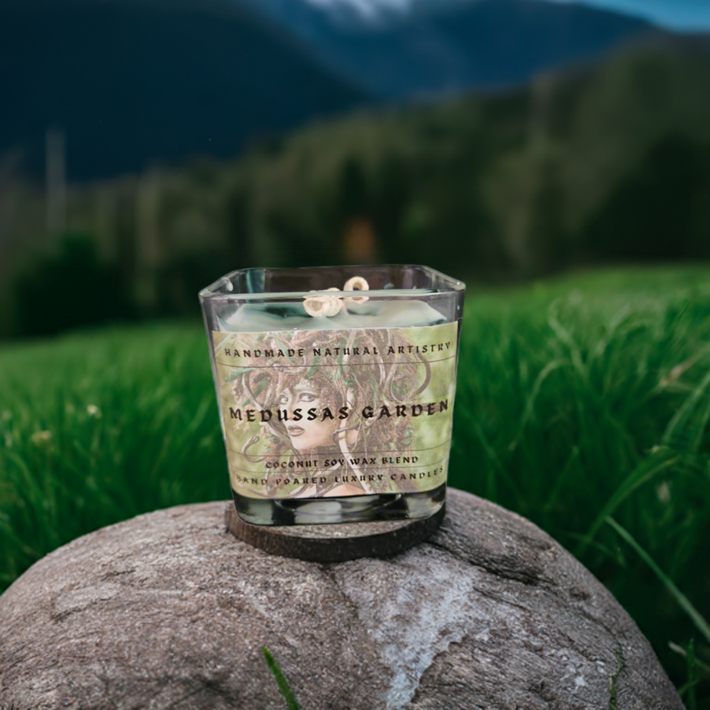 Candle wood scented candle for husband gift idea unique scented candle for office candles Medussas Garden 11 oz candle