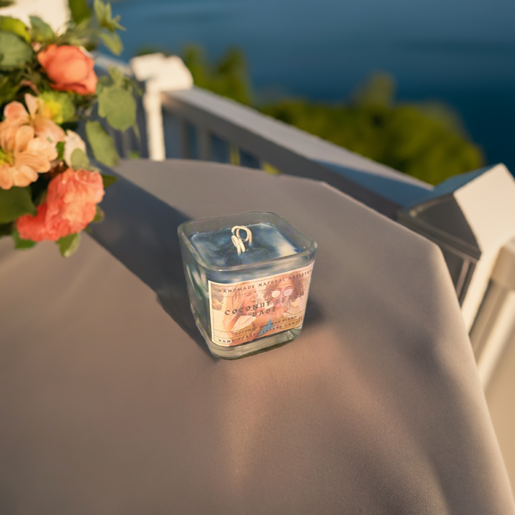 2 wick candle beach vibes candle for her tropical candle gift for babe Coconut beach babe 11 oz lux cube candle