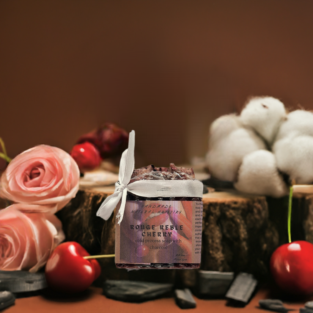 Bar soap for her gift cherry scented soap gift for women boss soap for sensitive skin loving soap Rouge reble cherry charcoal Cold process bar soap