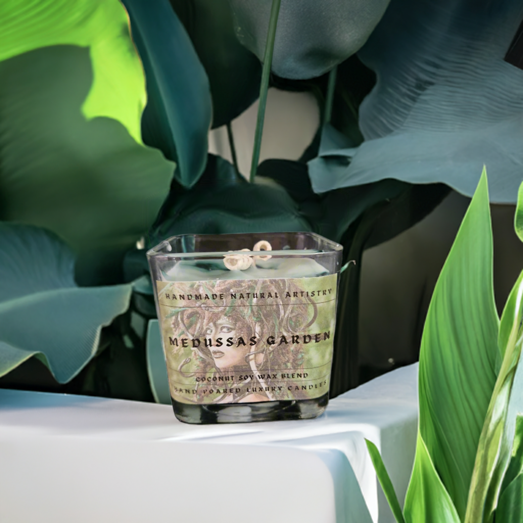 Candle wood scented candle for husband gift idea unique scented candle for office candles Medussas Garden 11 oz candle
