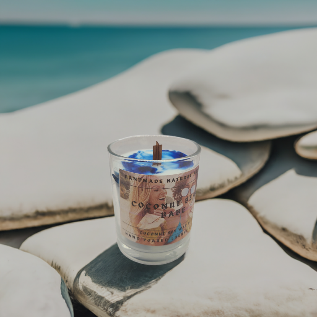 Coconut beach babe 6 oz x crackling wood wick candle