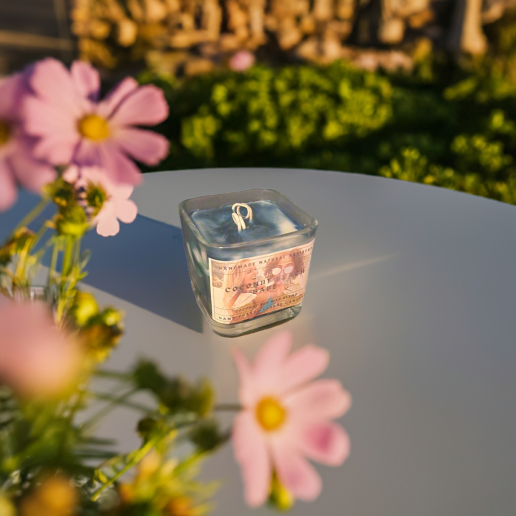 2 wick candle beach vibes candle for her tropical candle gift for babe Coconut beach babe 11 oz lux cube candle