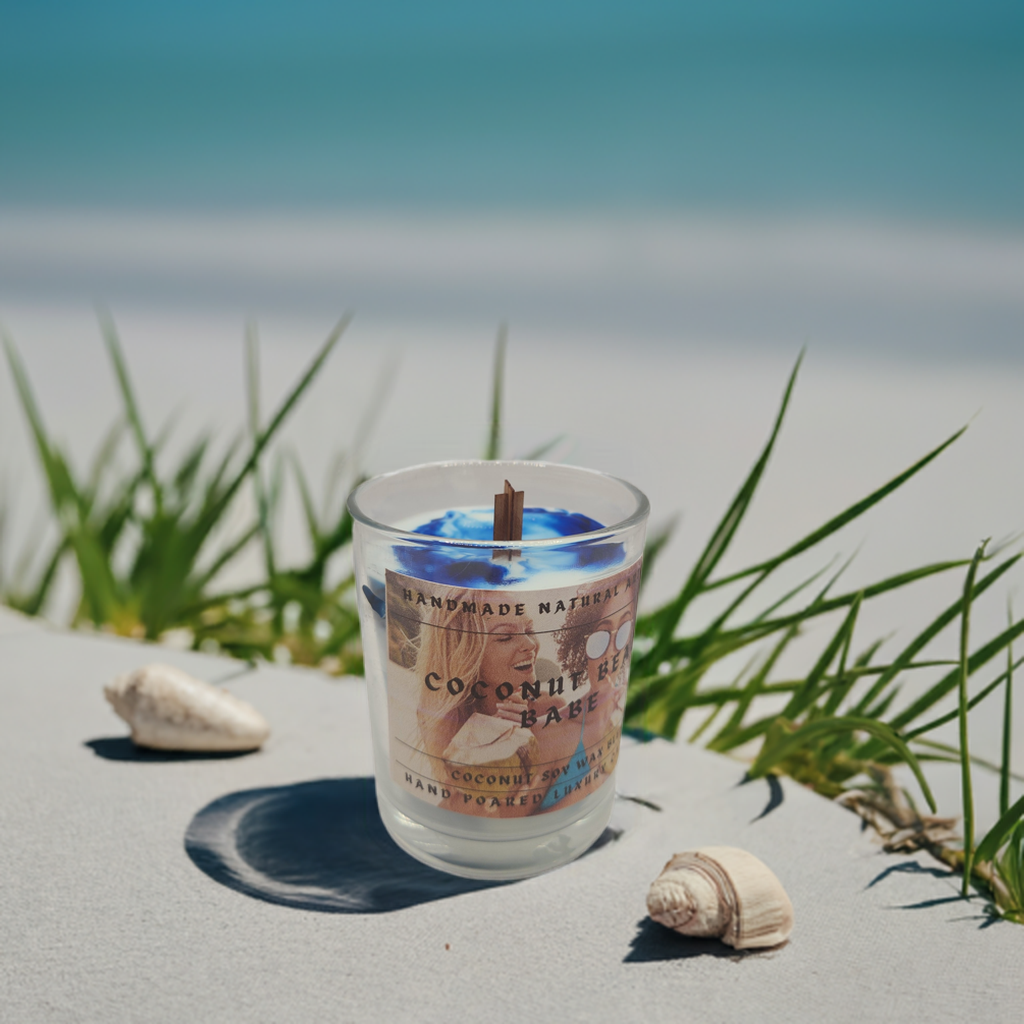 Coconut beach babe 6 oz x crackling wood wick candle