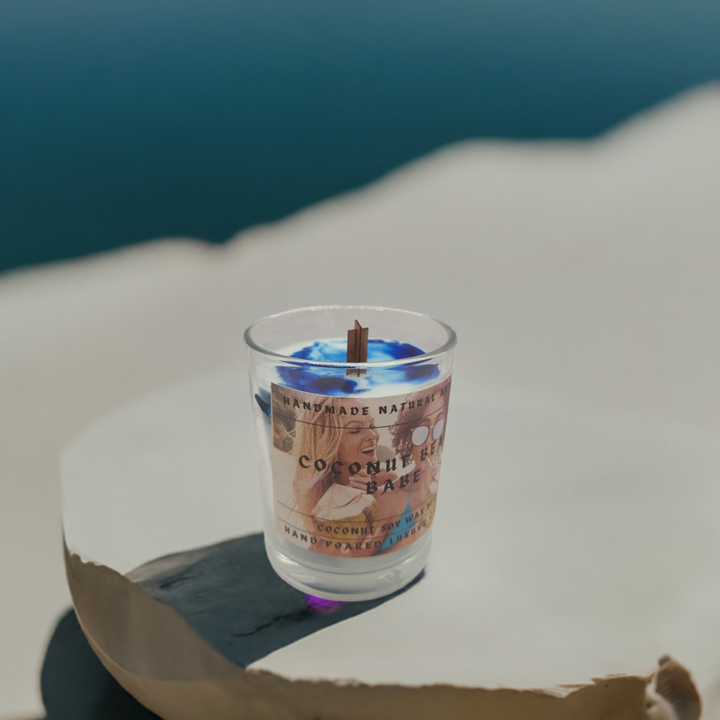 Coconut beach babe 6 oz x crackling wood wick candle