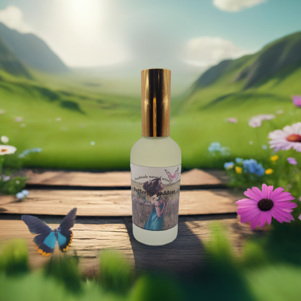 Room spray Butterfly Goddess pink sugar and pomegranate scented room spray for girlfreind housewarming gift dorm room gift for duaghter gift unique fruity scented room spray 3.8 oz lux room spray