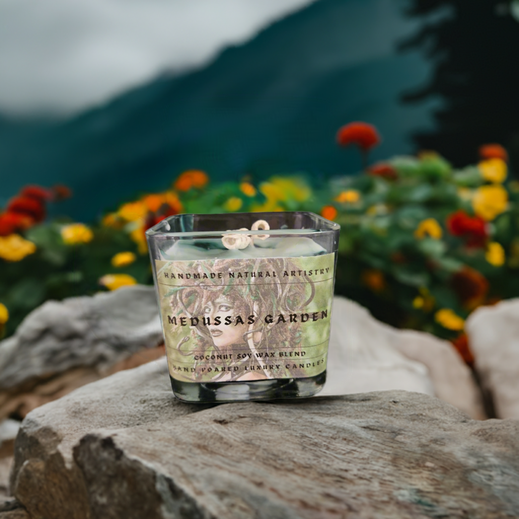Candle wood scented candle for husband gift idea unique scented candle for office candles Medussas Garden 11 oz candle