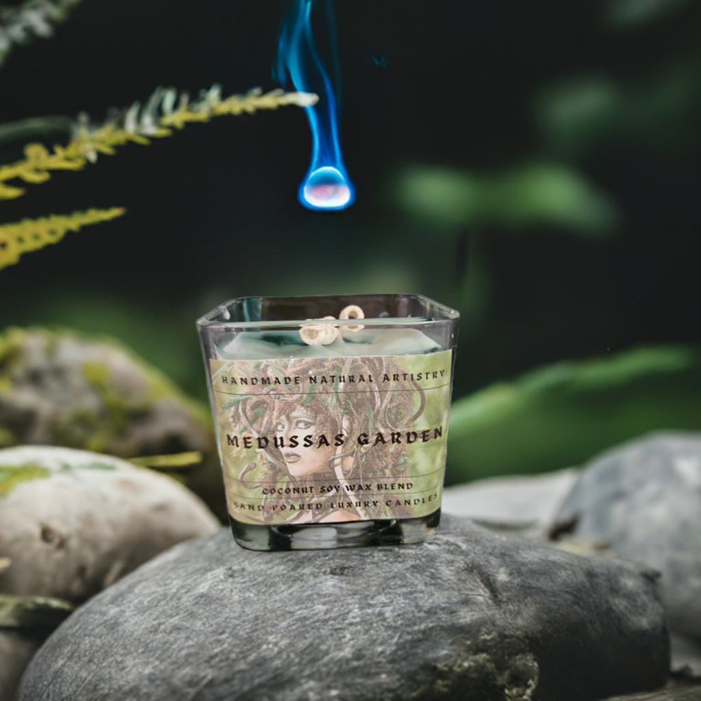 Candle wood scented candle for husband gift idea unique scented candle for office candles Medussas Garden 11 oz candle