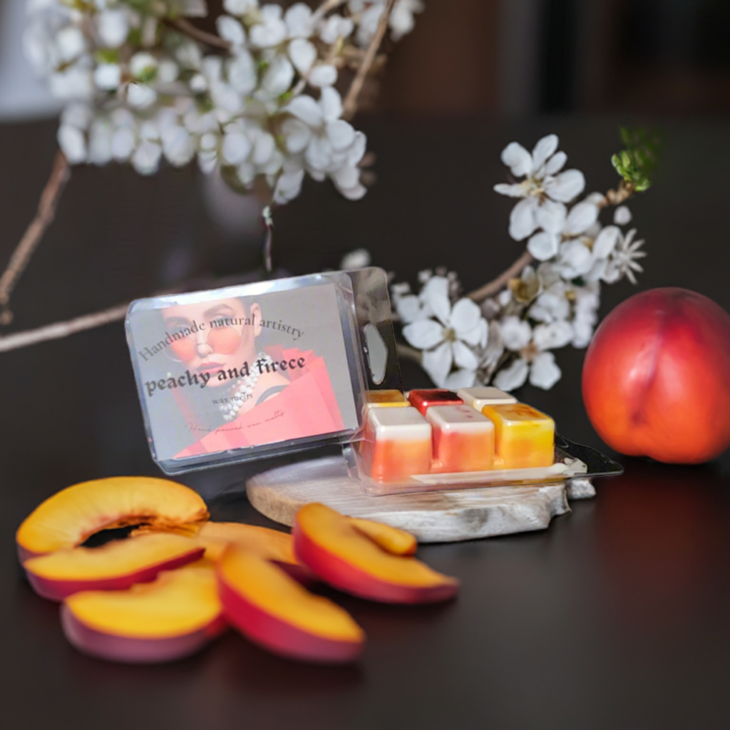 Wax melt fruity waxmelt juicy peach and clementine wax melt best for kitchen sweet wax melt Peachy and fierce 2.5 oz wax melt