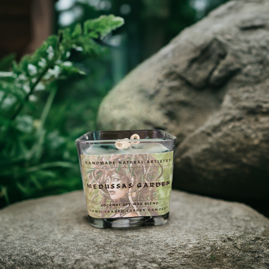 Candle wood scented candle for husband gift idea unique scented candle for office candles Medussas Garden 11 oz candle