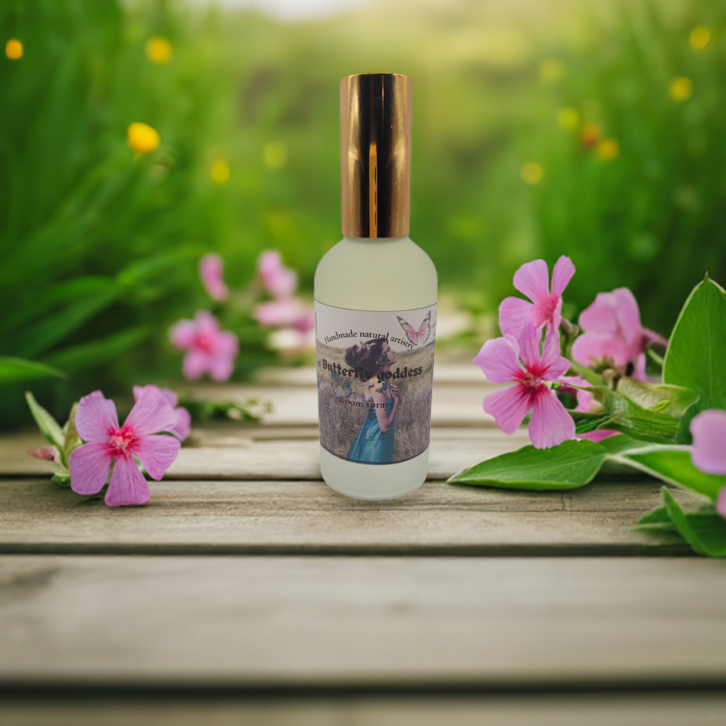 Room spray Butterfly Goddess pink sugar and pomegranate scented room spray for girlfreind housewarming gift dorm room gift for duaghter gift unique fruity scented room spray 3.8 oz lux room spray