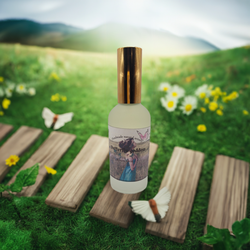 Room spray Butterfly Goddess pink sugar and pomegranate scented room spray for girlfreind housewarming gift dorm room gift for duaghter gift unique fruity scented room spray 3.8 oz lux room spray