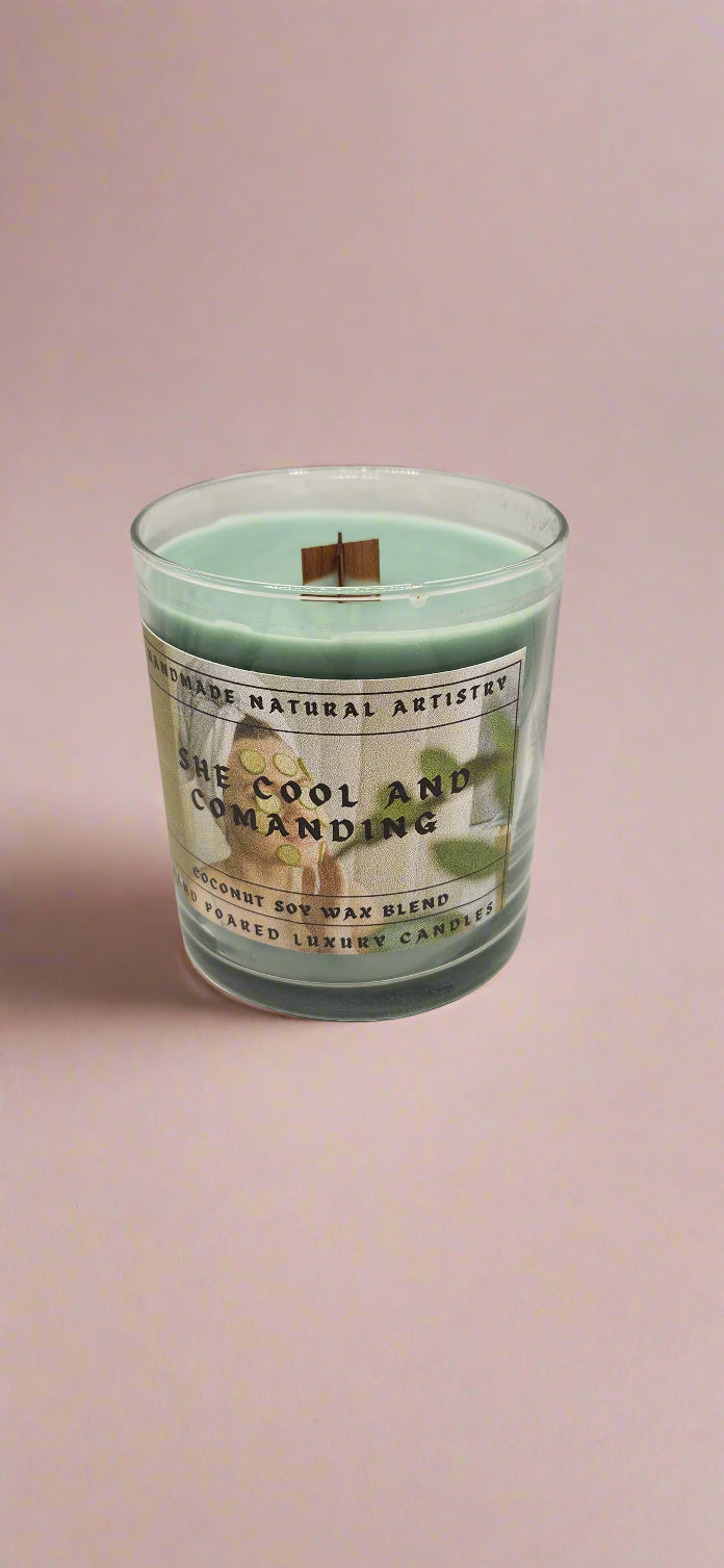 Refreshing Cucumber & Melon Wood Wick Candle - 10 oz Cool and Comanding
