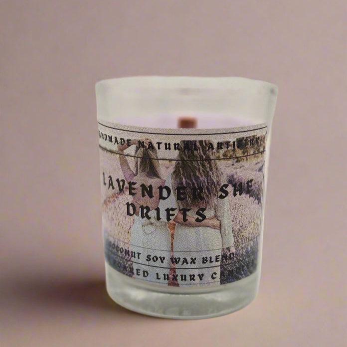 Lavender Wood Wick 6 oz Candle - Relaxing Aromatherapy Candle
