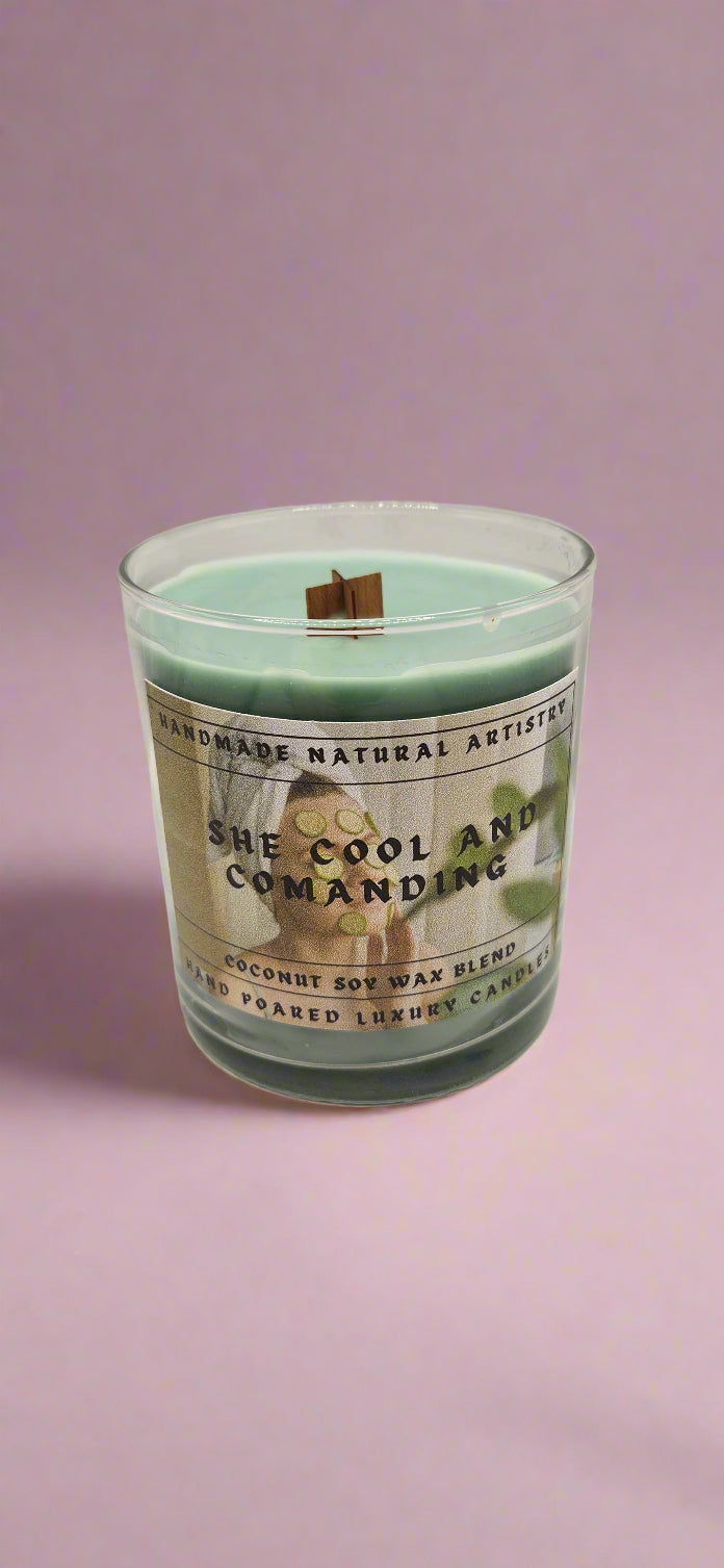 Refreshing Cucumber & Melon Wood Wick Candle - 10 oz Cool and Comanding