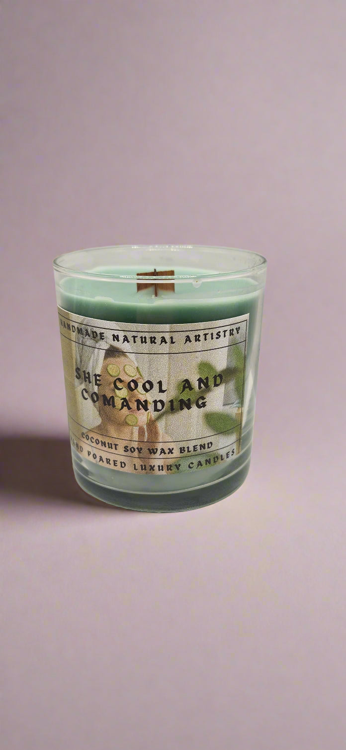 Refreshing Cucumber & Melon Wood Wick Candle - 10 oz Cool and Comanding